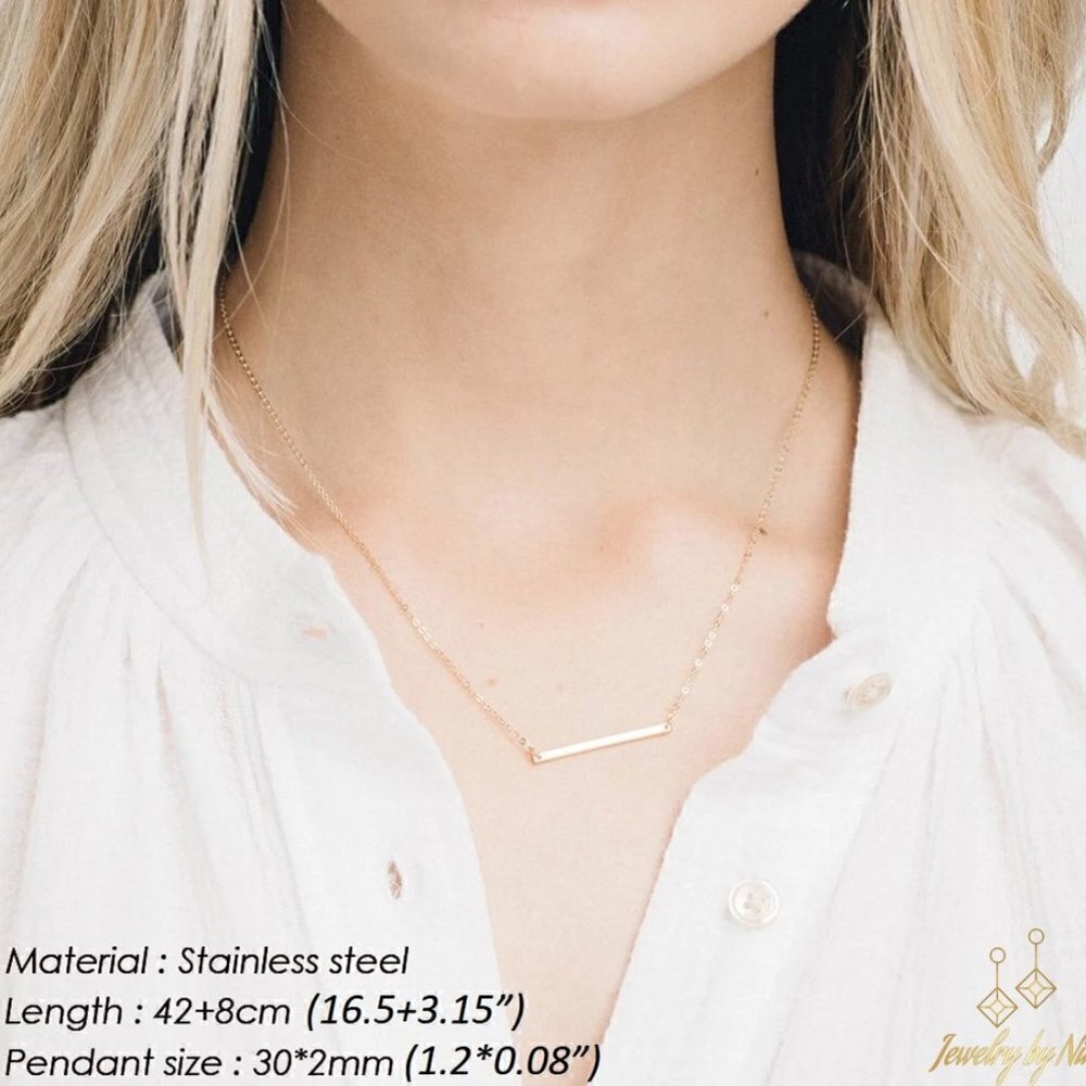NEW 14K Yellow Gold Minimalisto Boho Bar Pendant Luxury Necklace - Picture 3 of 5